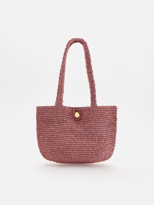 Obrázek produktu Reserved - Pletená handmade kabelka - pudrově růžová