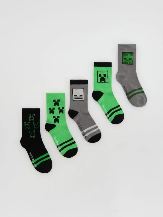 Obrázek produktu Reserved - Ponožky Minecraft 5 pack - tmavě zelená
