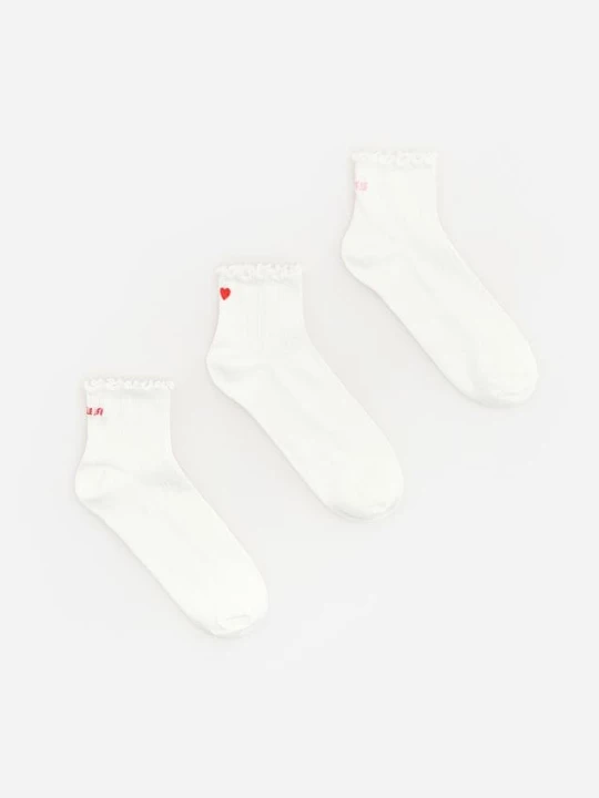 Obrázek produktu Reserved - Ponožky s bavlnou 3 pack - krémová