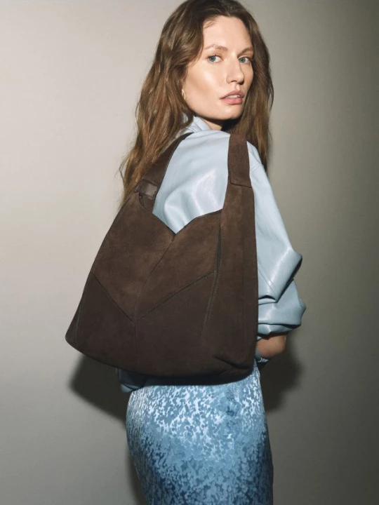 Obrázek produktu Reserved - Semišová kabelka shopper - tmavě hnědá