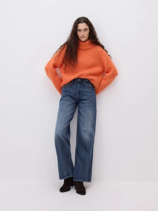 Obrázek produktu Reserved - Široké džíny s aplikací - indigo jeans