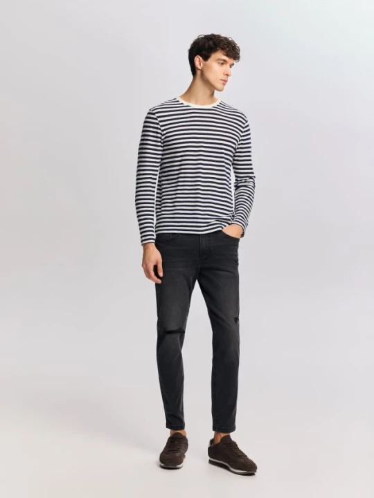 Obrázek produktu Reserved - Skinny džíny s oděrkami - černý