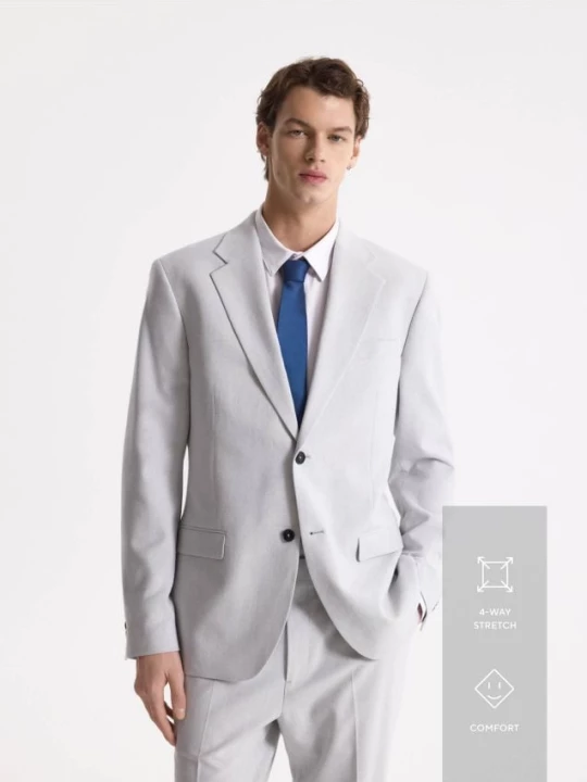 Obrázek produktu Reserved - Slim fit sako s příměsí lnu - světle šedá