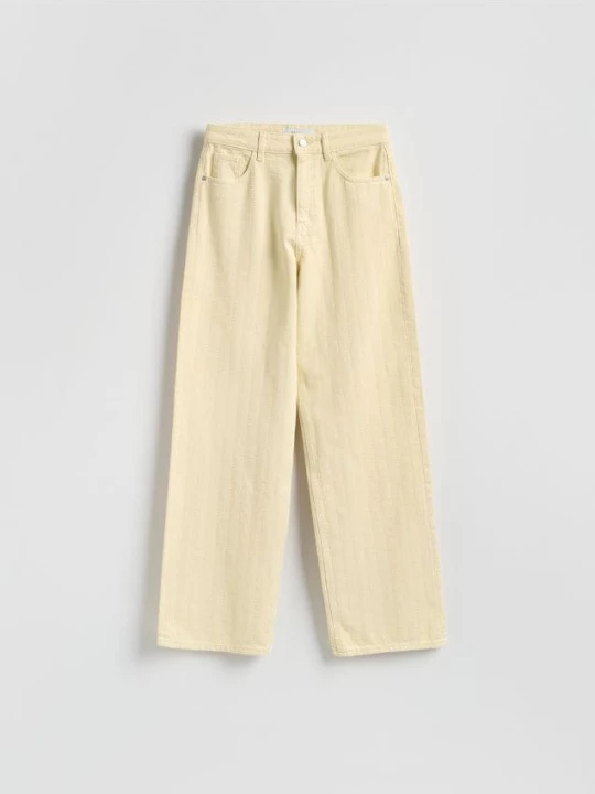 Obrázek produktu Reserved - Žebrované džíny wide leg - žlutá