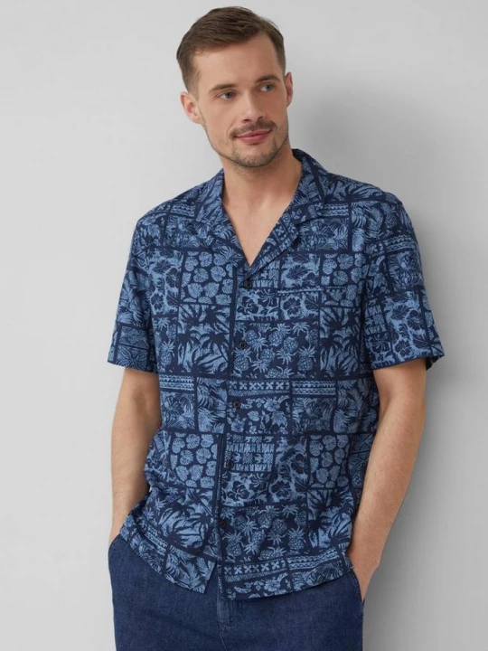 Obrázek produktu Resort Fit: košile krátkým rukávem a náprsní kapsou, ze směsi viskózou s.Oliver modrá