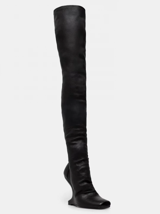 Obrázek produktu Rick Owens Lilies kozačky nad kolena dámské kožené Cantilever 11 černá