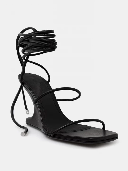 Obrázek produktu Rick Owens Lilies sandály na klínku kožené Cantilever 8 černá