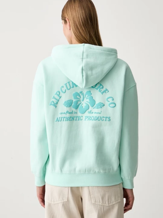 Obrázek produktu Rip Curl mikina s kapucí dámská s bavlnou SURF PUFF HERITAGE tyrkysová