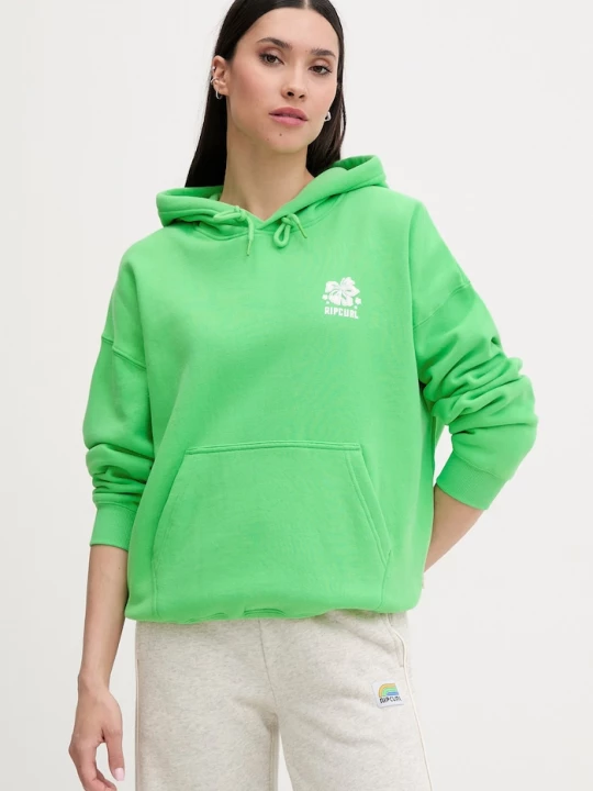 Obrázek produktu Rip Curl mikina s kapucí dámská s bavlnou SURF PUFF HERITAGE zelená
