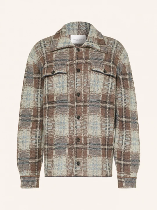 Obrázek produktu Roberto Collina Pletené Overshirt Z Alpaky světle zelená / hnědá / tmavě modrá