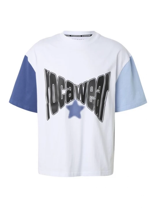 Obrázek produktu ROCAWEAR Tričko 'Colored' chladná modrá / černá / bílá