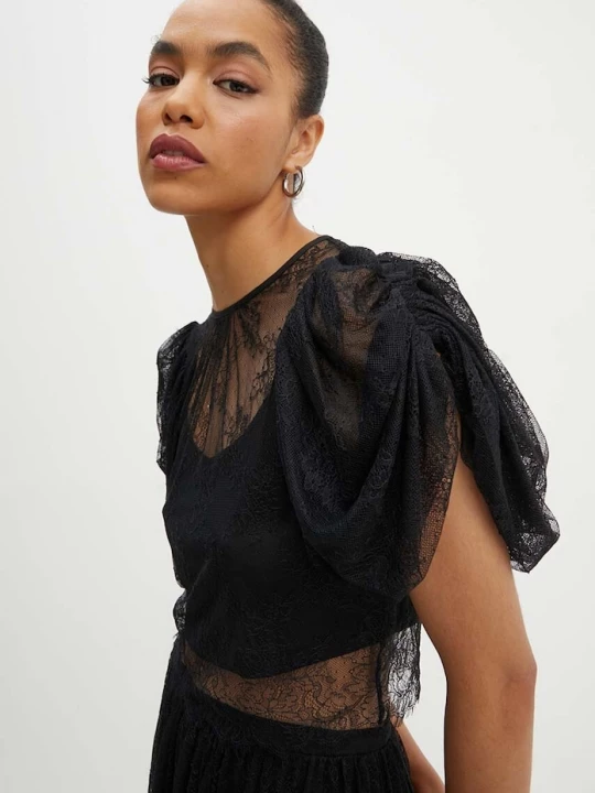 Obrázek produktu Rotate Halenka Rotate Lace Puff Sleeve Top černá