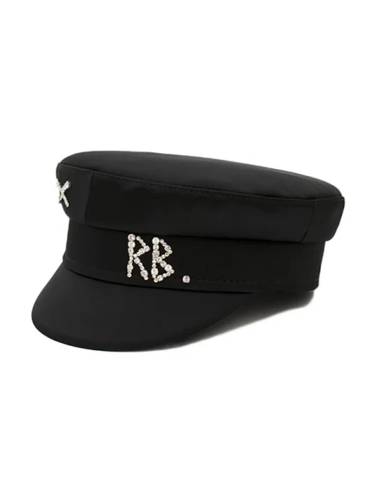 Obrázek produktu RUSLAN BAGINSKIY bekovka dámská Crystal-embellished Satin Baker Boy Cap černá