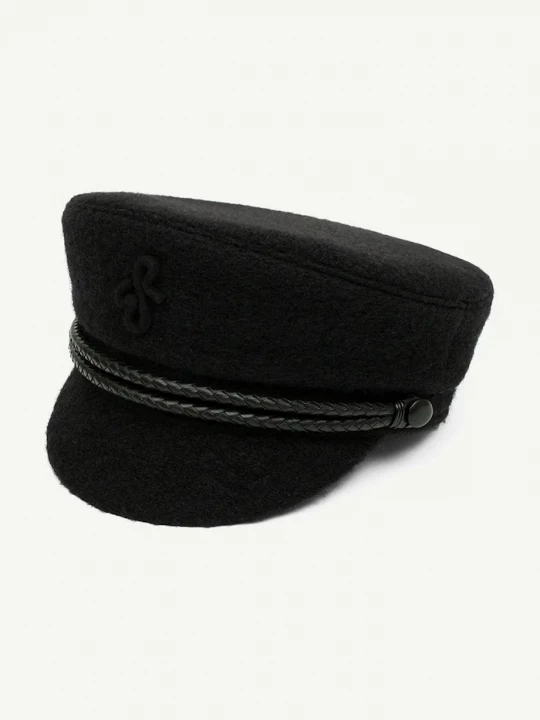 Obrázek produktu RUSLAN BAGINSKIY bekovka dámská s vlnou Monogram-embellished Cap černá