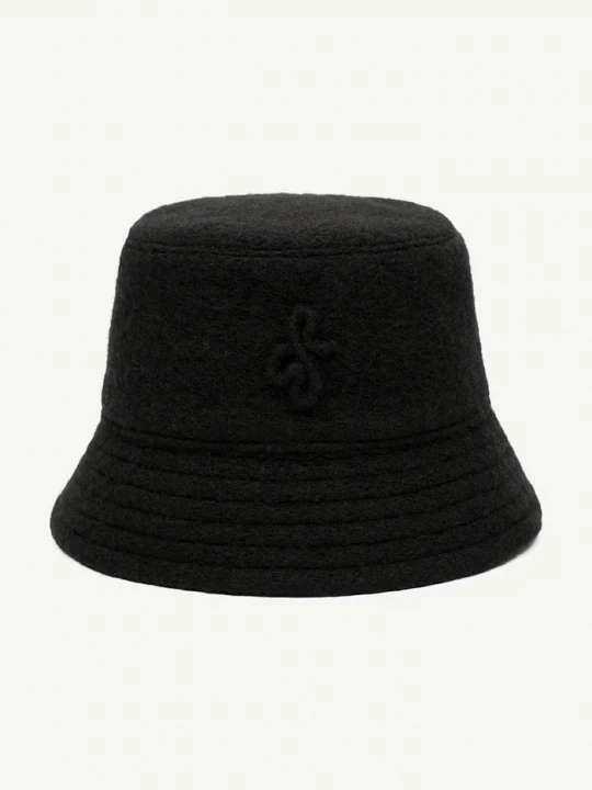 Obrázek produktu RUSLAN BAGINSKIY bucket klobouk dámský vlnou Monogram-embellished Bucket Hat černá