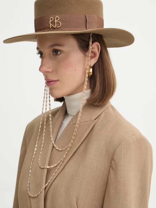 Obrázek produktu RUSLAN BAGINSKIY Klobouk Ruslan Baginskiy Monogram-embellished Canotier Hat hnědá