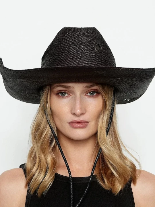 Obrázek produktu RUSLAN BAGINSKIY Klobouk Ruslan Baginskiy Ruslan Baginskiy Cowboy Hat with Leather Trim černá