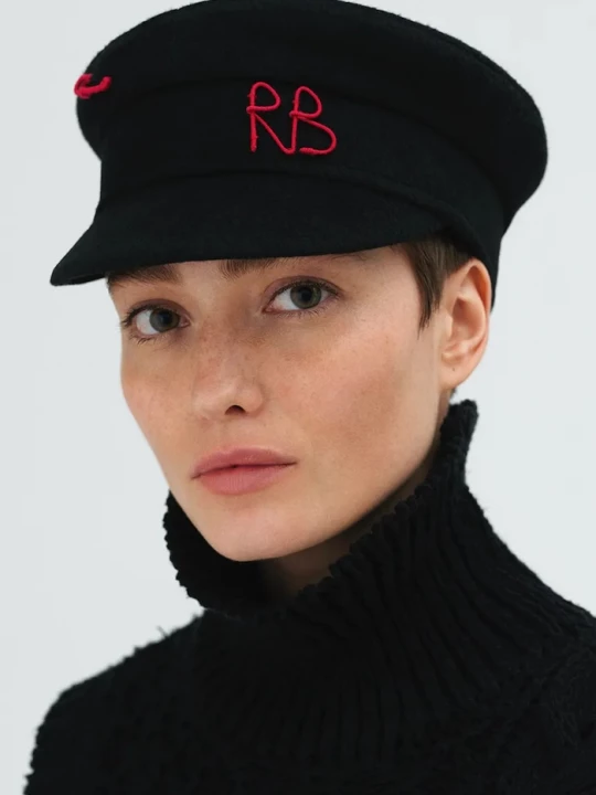 Obrázek produktu RUSLAN BAGINSKIY Vlněná čepice Safety-pin Baker Boy Cap černá