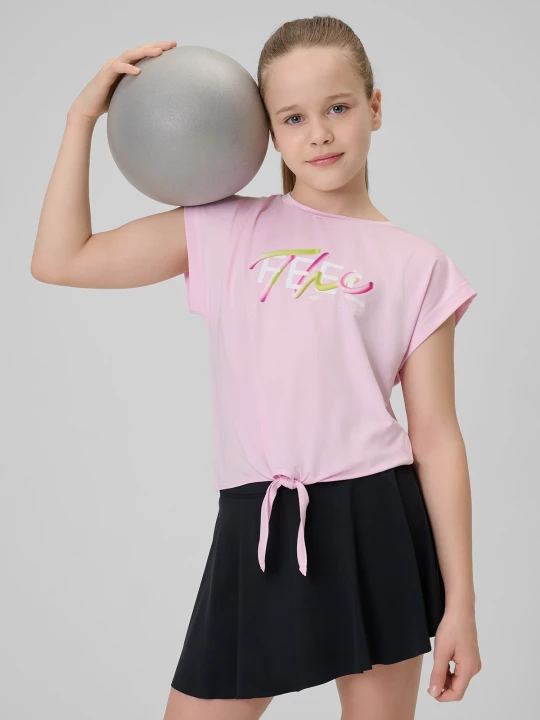 Obrázek produktu Rychleschnoucí sportovní crop-top dívčí - růžový 4F