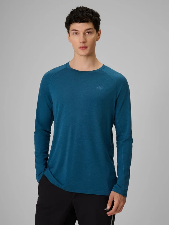 Obrázek produktu Rychleschnoucí trekkingový longsleeve s merino vlnou pánský - tyrkysový 4F
