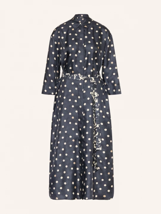 Obrázek produktu S Max Mara Hedvábné Šaty Leva S 3/4 Rukávy tmavě modrá / krémová