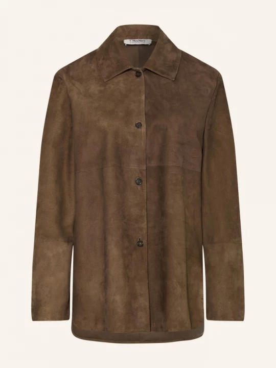 Obrázek produktu S Max Mara Kožený Overshirt Gocce hnědá