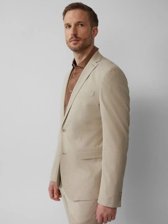 Obrázek produktu s.O PURE: Jemně vzorované sako, střih Slim Fit s.Oliver béžová