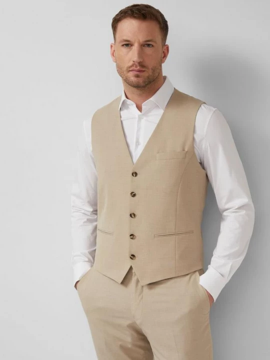 Obrázek produktu s.O PURE: Obleková vesta slim fit střihu z elastické tkaniny s.Oliver béžová