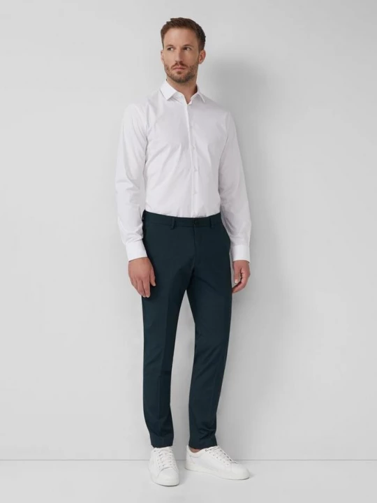 Obrázek produktu s.O PURE: Oblekové kalhoty slim fit střihu ze strakatého strečového kepru s.Oliver petrolejová