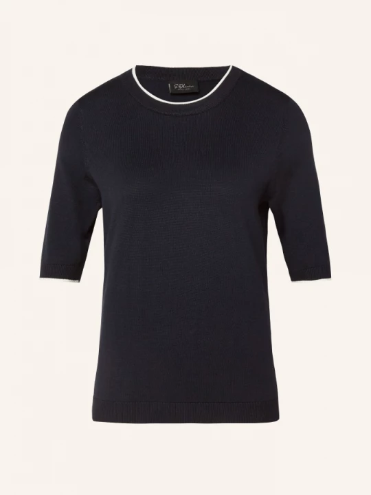 Obrázek produktu S.Oliver Black Label Pletené Tričko tmavě modrá / bílá