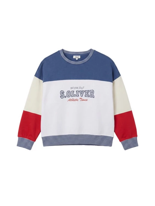 Obrázek produktu s.Oliver Mikina 'Vintage' světle béžová / safírová / červená / bílá