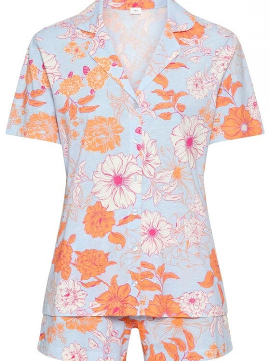 Obrázek produktu s.Oliver Pyžamo nebeská modř / jasně oranžová / pink / offwhite