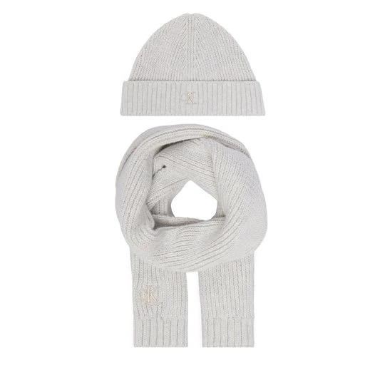 Obrázek produktu Sada čepice a šál Calvin Klein Jeans Knitted Scarf Beanie Giftbox LVCKFJP00N Světle šedá
