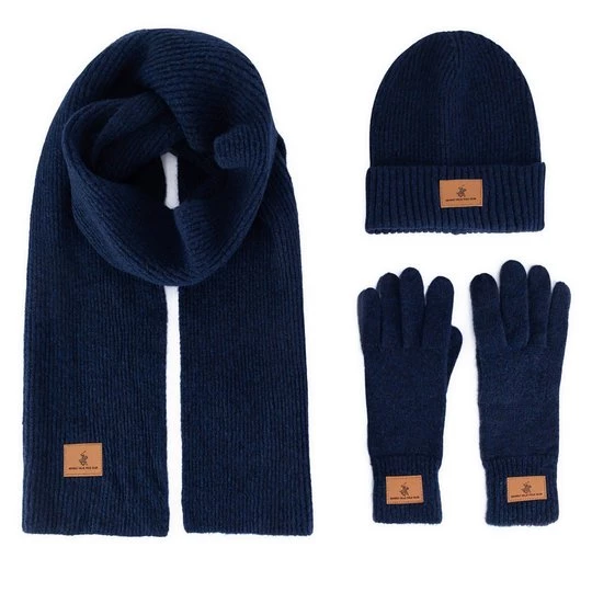 Obrázek produktu Sada čepice, šála a rukavice Beverly Hills Polo Club BHPC-MC-001-AW24 Tmavomodrá