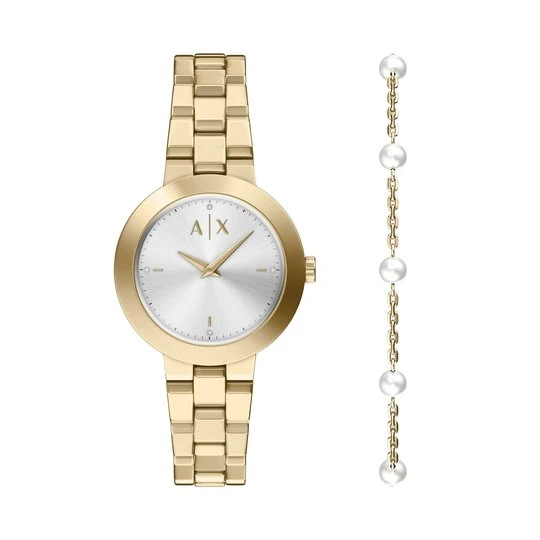 Obrázek produktu Sada hodinek a náramek Armani Exchange Jackie AX7185SET Zlatá