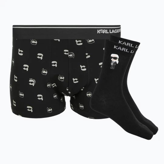 Obrázek produktu Sada pánských boxerek + ponožek KARL LAGERFELD Ikon Trunk aop karl dot black