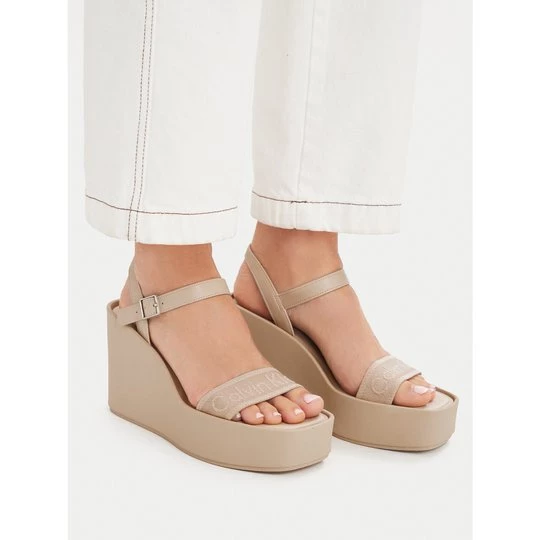 Obrázek produktu Sandály Calvin Klein Wedge 70 Sndl Webbing Lth HW0HW02882 Béžová