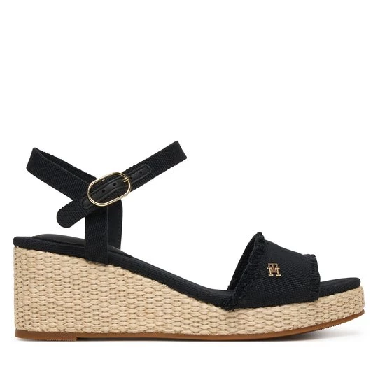 Obrázek produktu Sandály Tommy Hilfiger Mid Woven Wedge Espad Fringe FW0FW09470 Černá