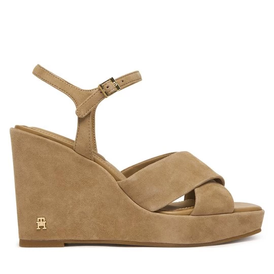 Obrázek produktu Sandály Tommy Hilfiger Suede Wrapped High Wedge FW0FW09218 Hnědá