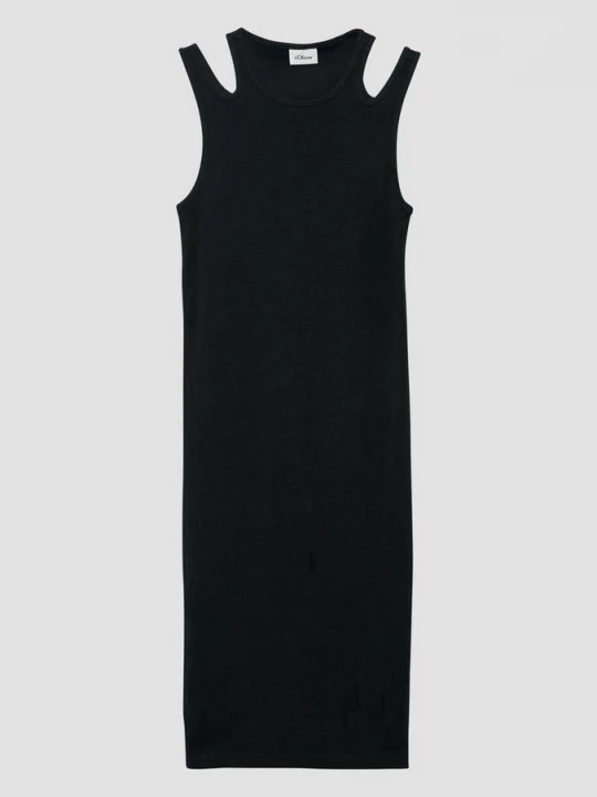 Obrázek produktu Šaty se střihem Slim Fit z žebrového materiálu s prostřihy s.Oliver černá