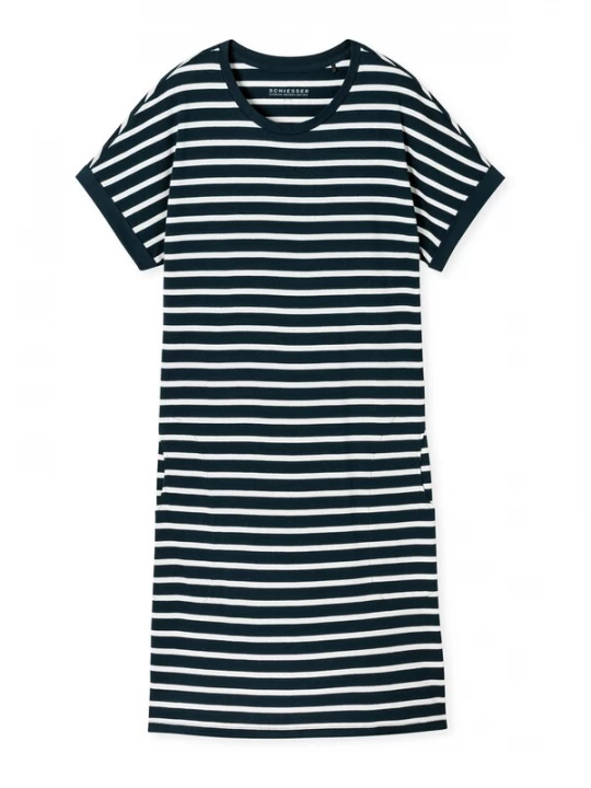 Obrázek produktu SCHIESSER Noční košilka 'Casual Essentials'  noční modrá / bílá