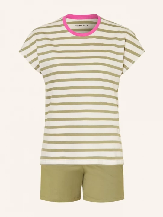 Obrázek produktu Schiesser Pyžamo Se Šortkami Casual Essentials režná / olivová