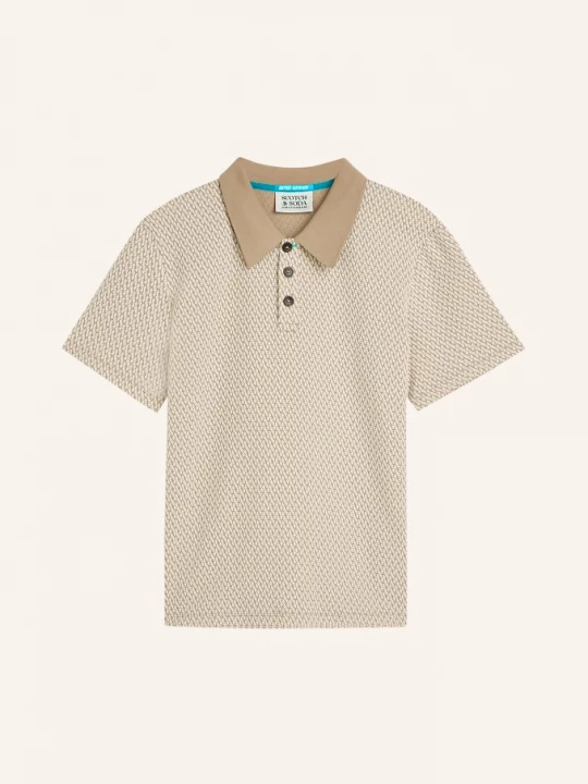 Obrázek produktu Scotch & Soda Jacquardové Polo Tričko Relaxed Fit béžová / krémová