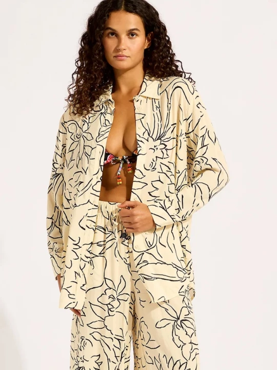 Obrázek produktu Seafolly košile dámská z viskózy Long Sleeve Shirt béžová