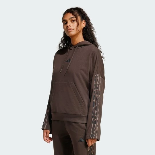 Obrázek produktu Seasonal Essentials Leopard Print French Terry Hoodie with 3-Stripes Adidas