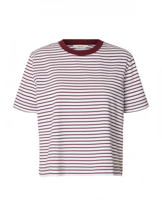 Obrázek produktu SELECTED Tričko 'SLFEssential' merlot / bílá