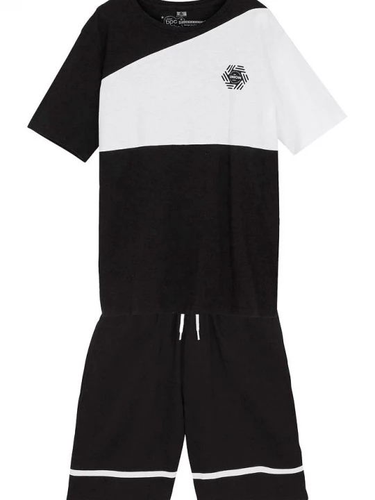 Obrázek produktu Shirt chłopięcy + krótkie spodnie shirtowe (2 części), z bawełny organicznej BonPrix biały