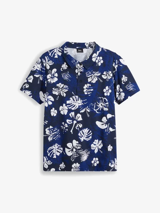Obrázek produktu Shirt polo z krótkim rękawem, z dżerseju z bawełny organicznej BonPrix niebieski