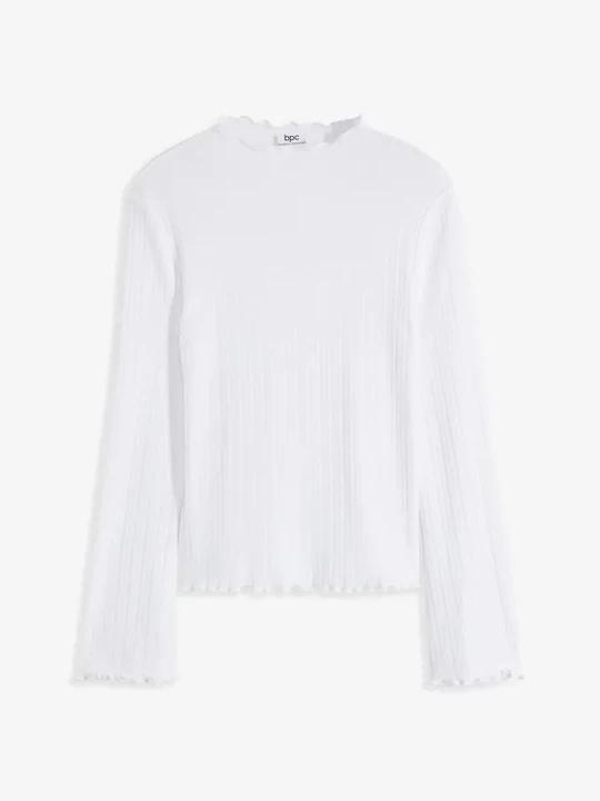 Obrázek produktu Shirt w prążek, z długim rękawem BonPrix biały