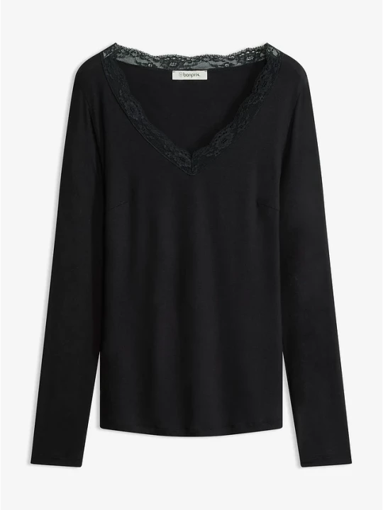 Obrázek produktu Shirt z długim rękawem BonPrix czarny